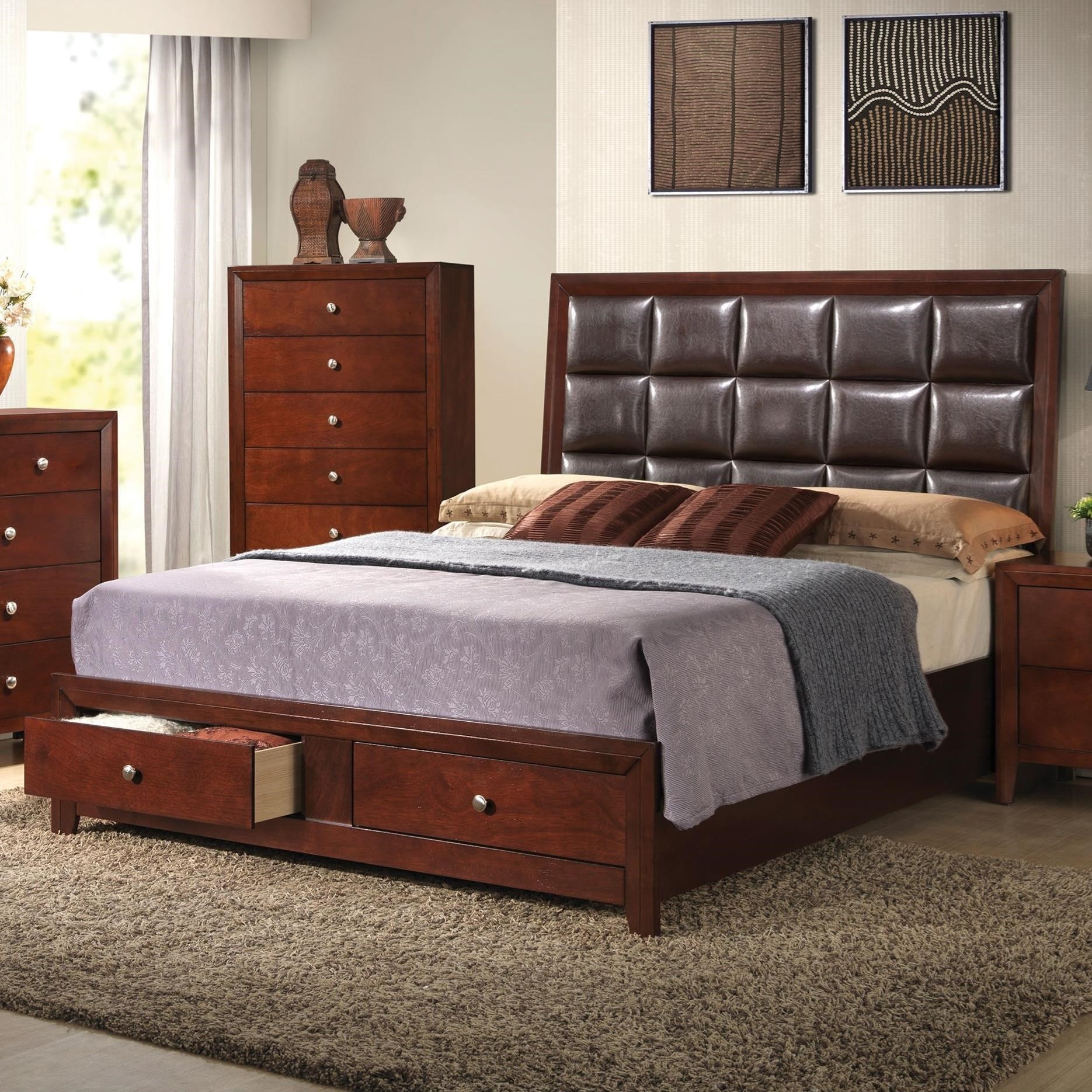 Norrister queen upholstered bed with 1 large top storage drawer